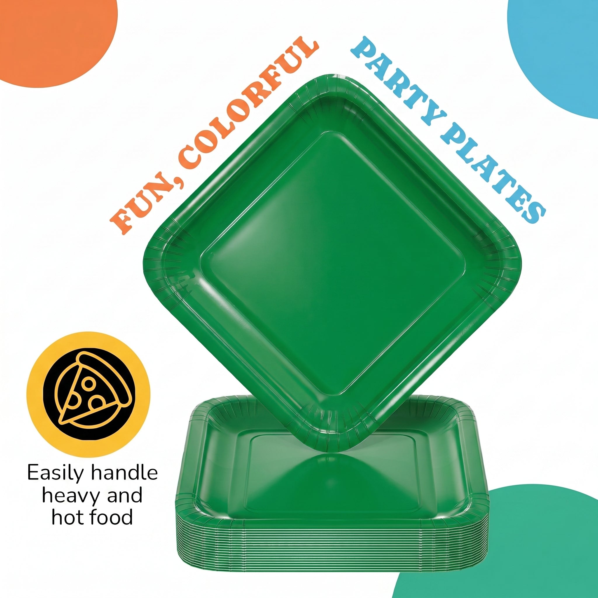 7 In. Emerald Green Square Paper Plates - 20 Ct.