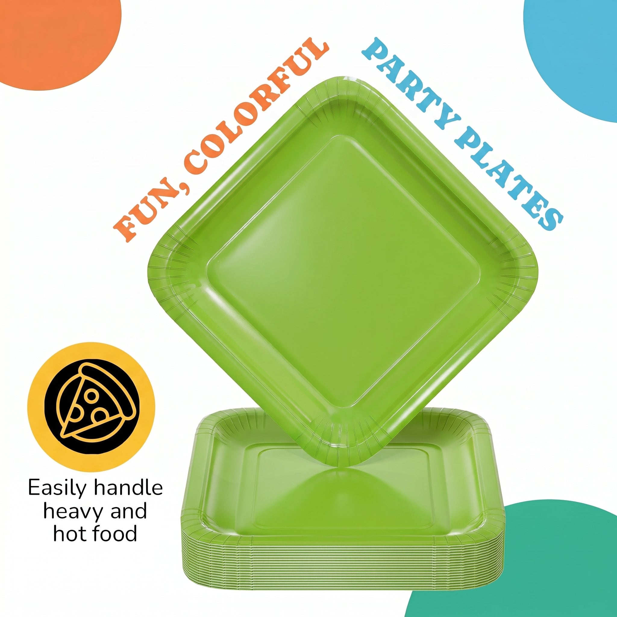 7 In. Lime Square Paper Plates - 50 Ct.