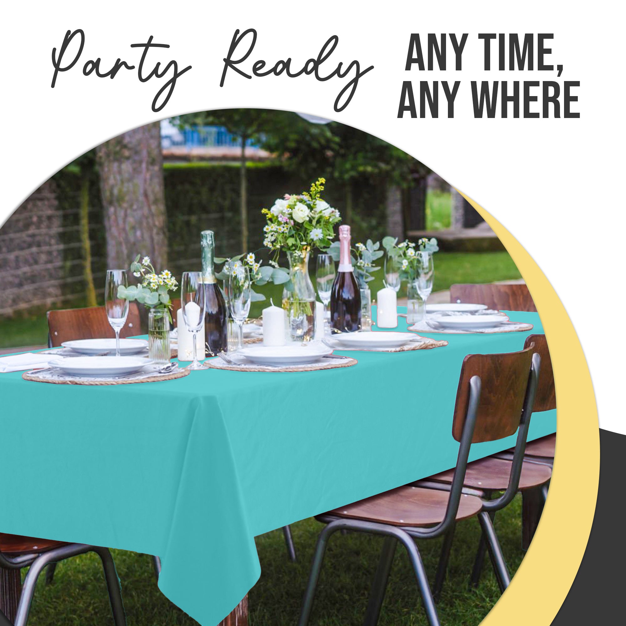 Premium Aqua Blue Plastic Table Cover | 54 in. x 108 in.