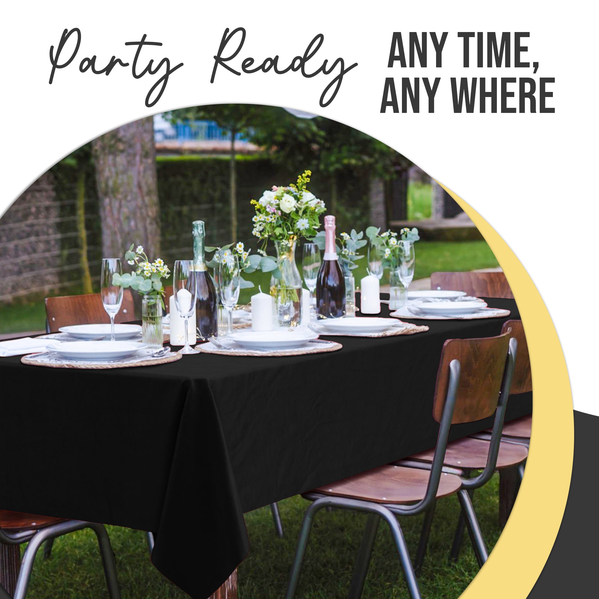 Premium Black Plastic Table Cover | 54 in. x 108 in.