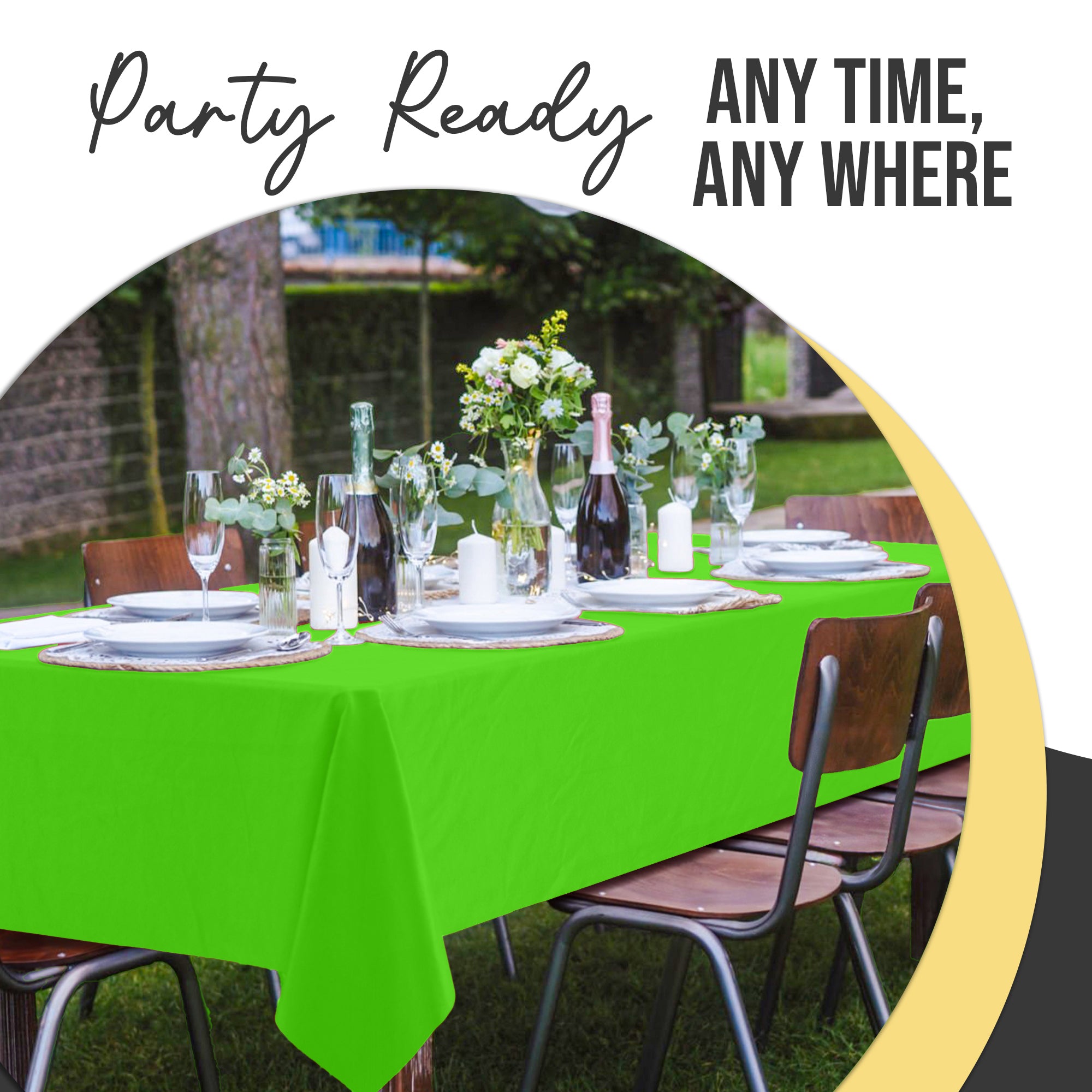 Premium Lime Green Plastic Table Cover | 54 in. x 108 in.