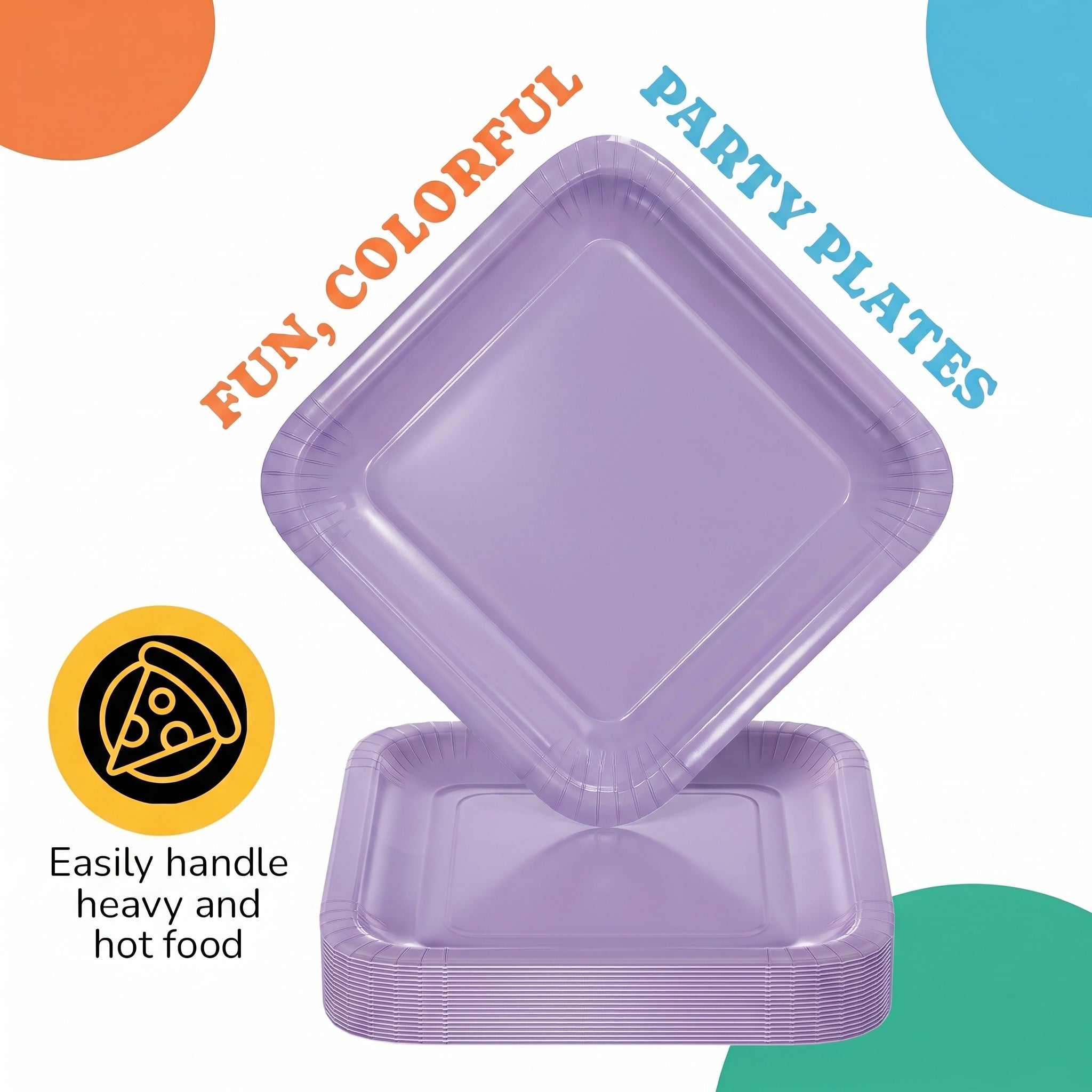 7 In. Lavender Square Paper Plates - 20 Ct.