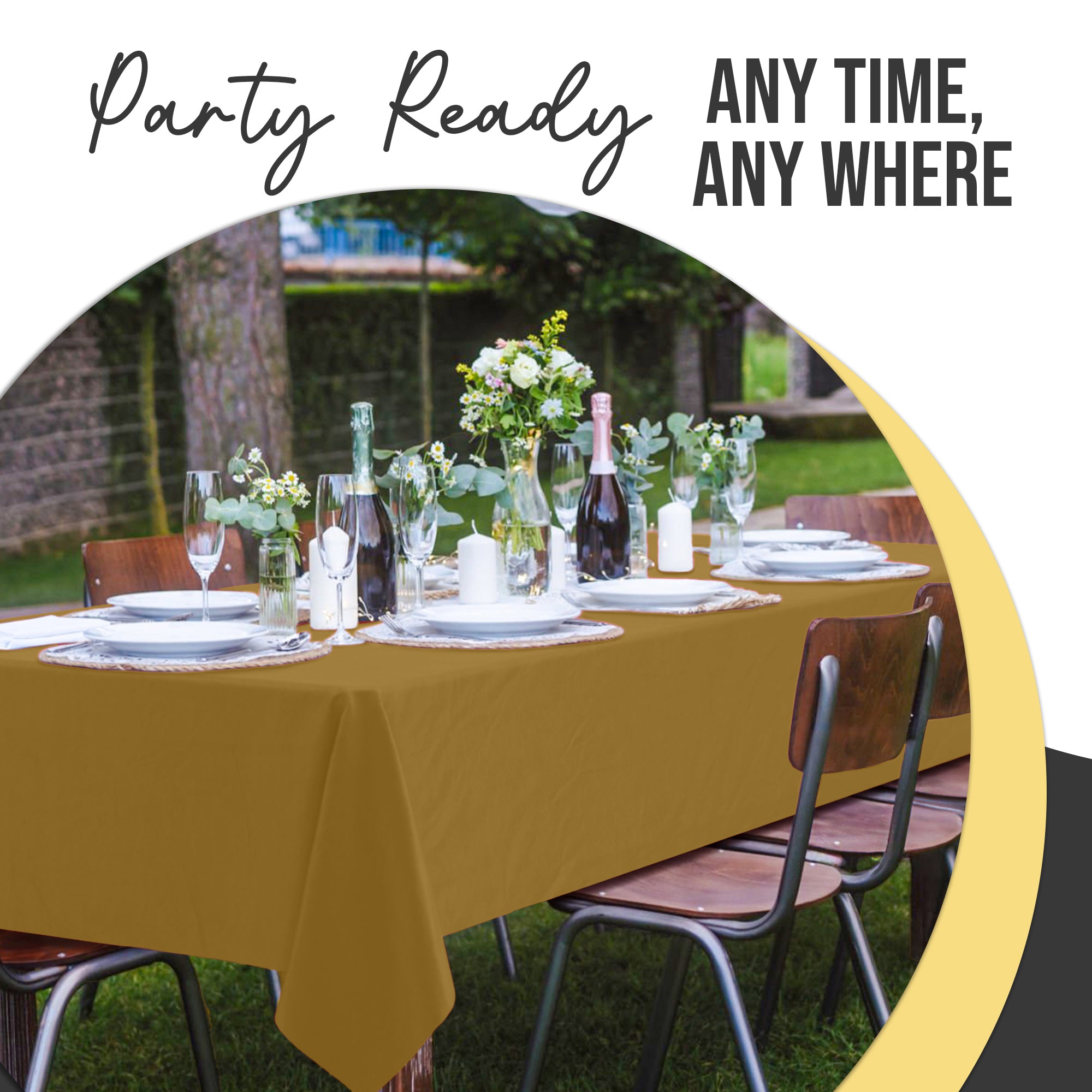 Premium Gold Plastic Table Cover | 54 in. x 108 in.