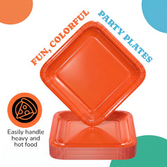 7 In. Orange Square Paper Plates - 20 Ct.