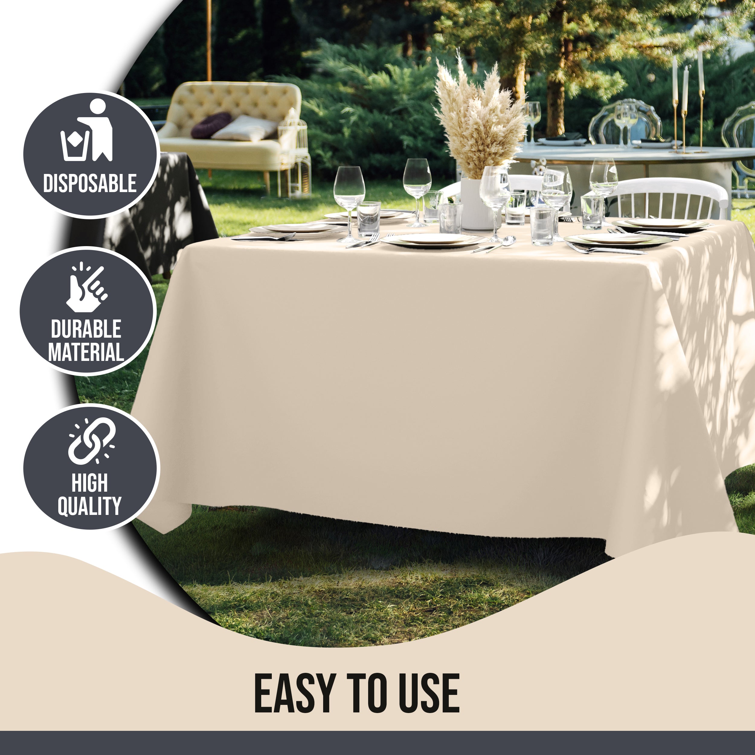 Premium Square Ivory Table Cover 85" x 85" | 1 Pack