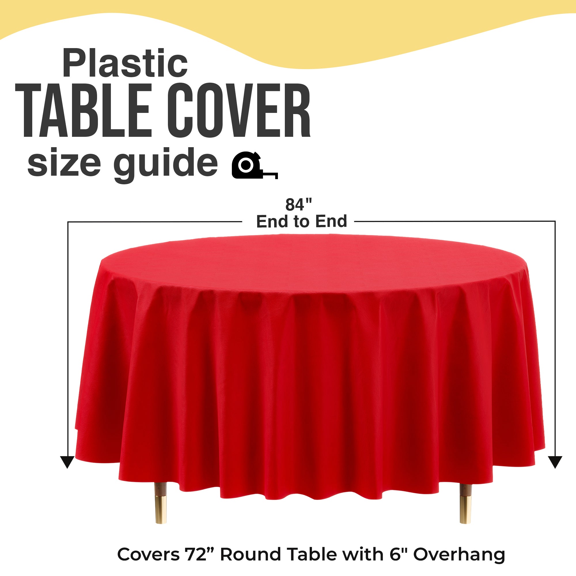 Premium Round Red Plastic Table Cover | 84 in. | Case of 96