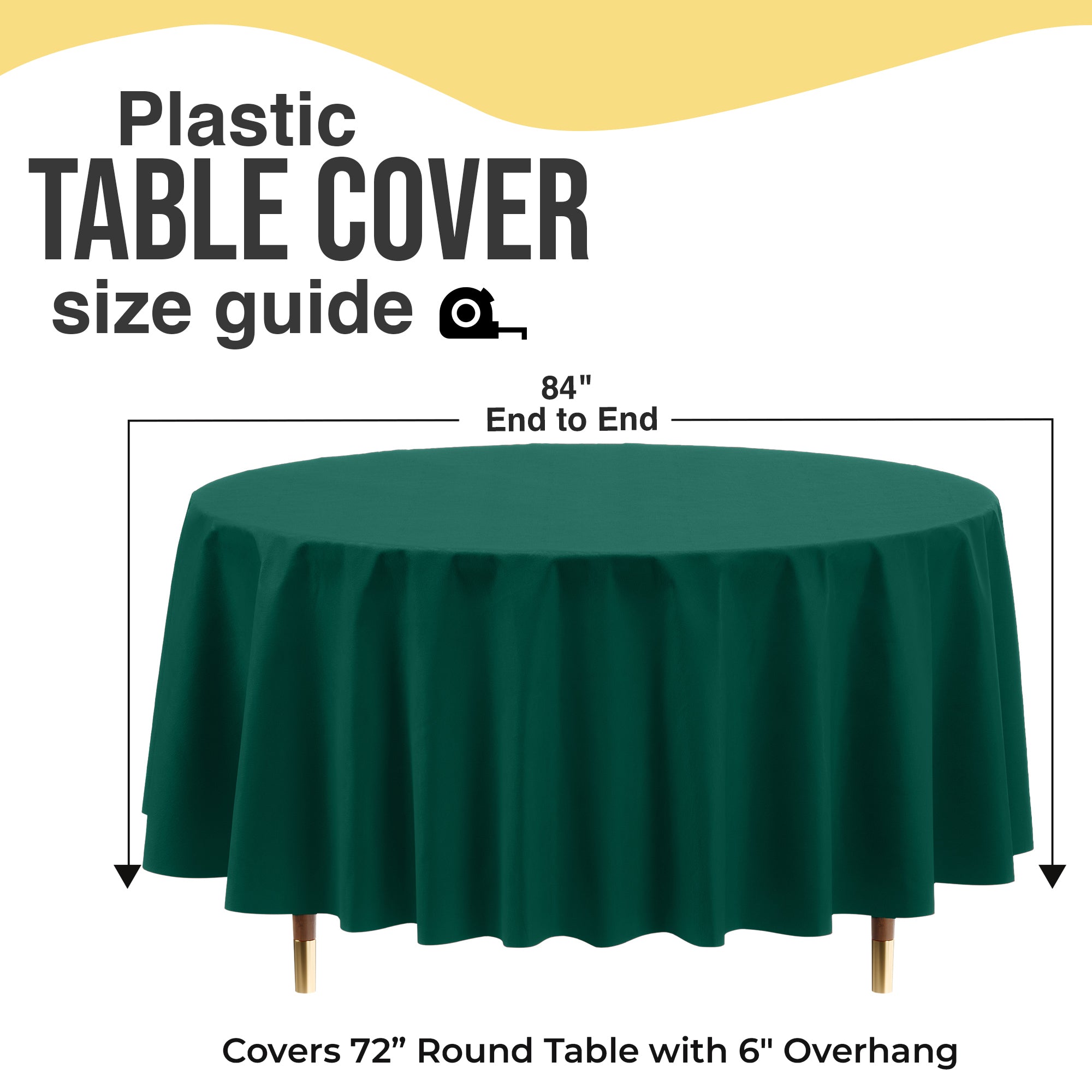 Premium Round Dark Green Plastic Table Covers | 12 Pack | 84 in.