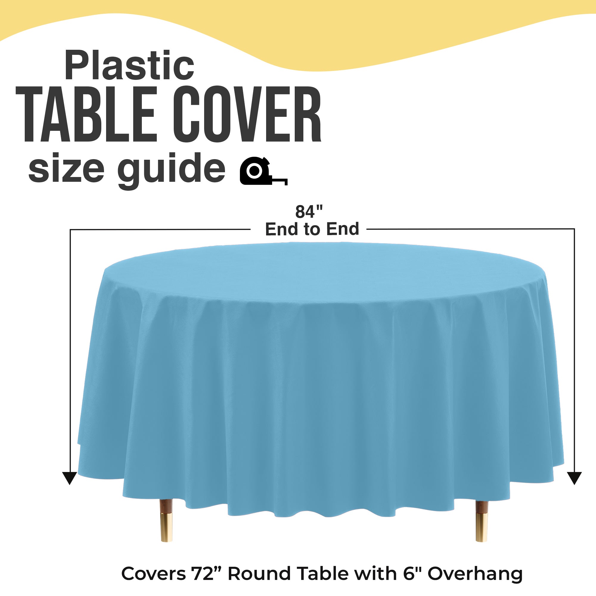 Premium Round Sky Blue Plastic Table Covers | 12 Pack | 84 in.