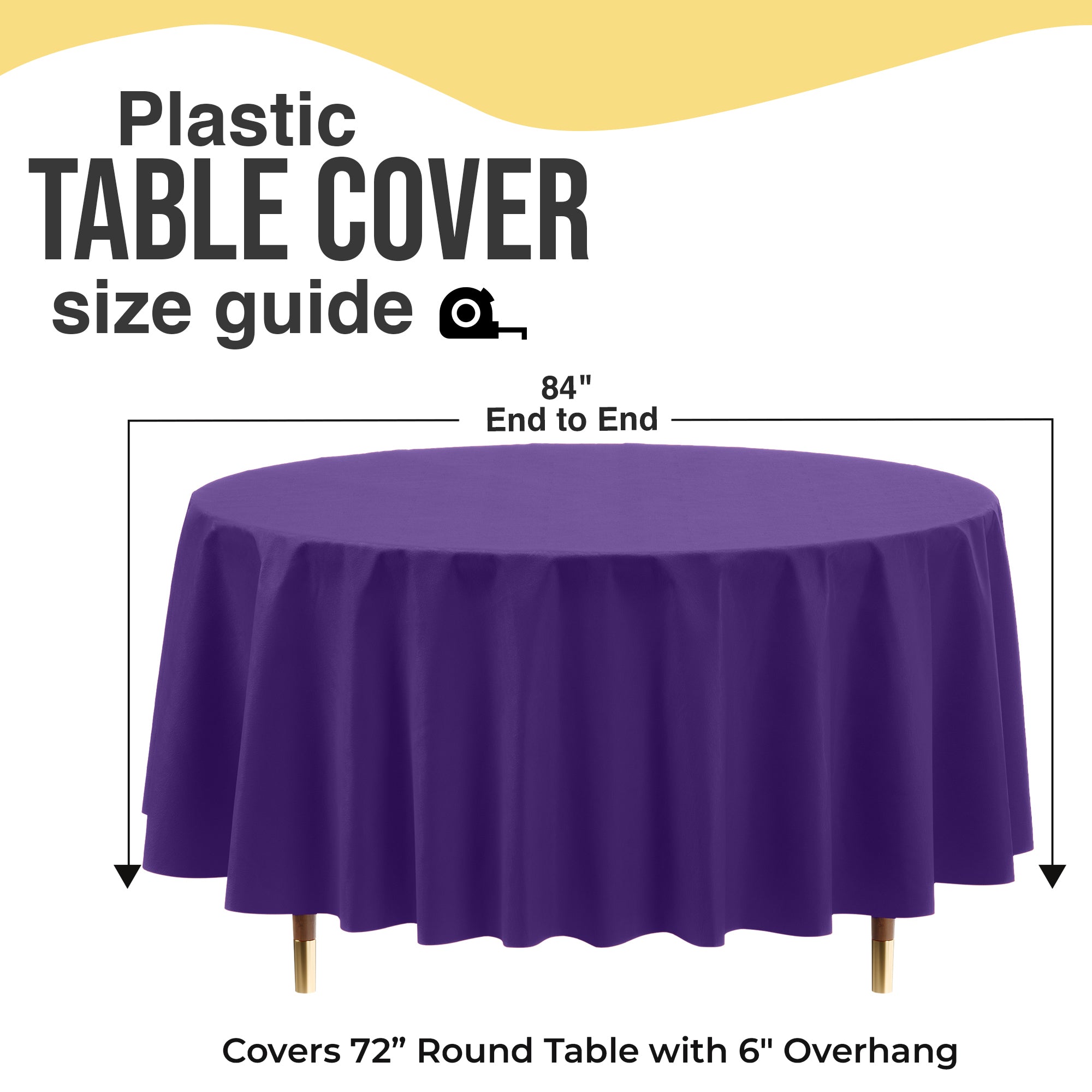 Premium Round Purple Plastic Table Cover | 84 in.