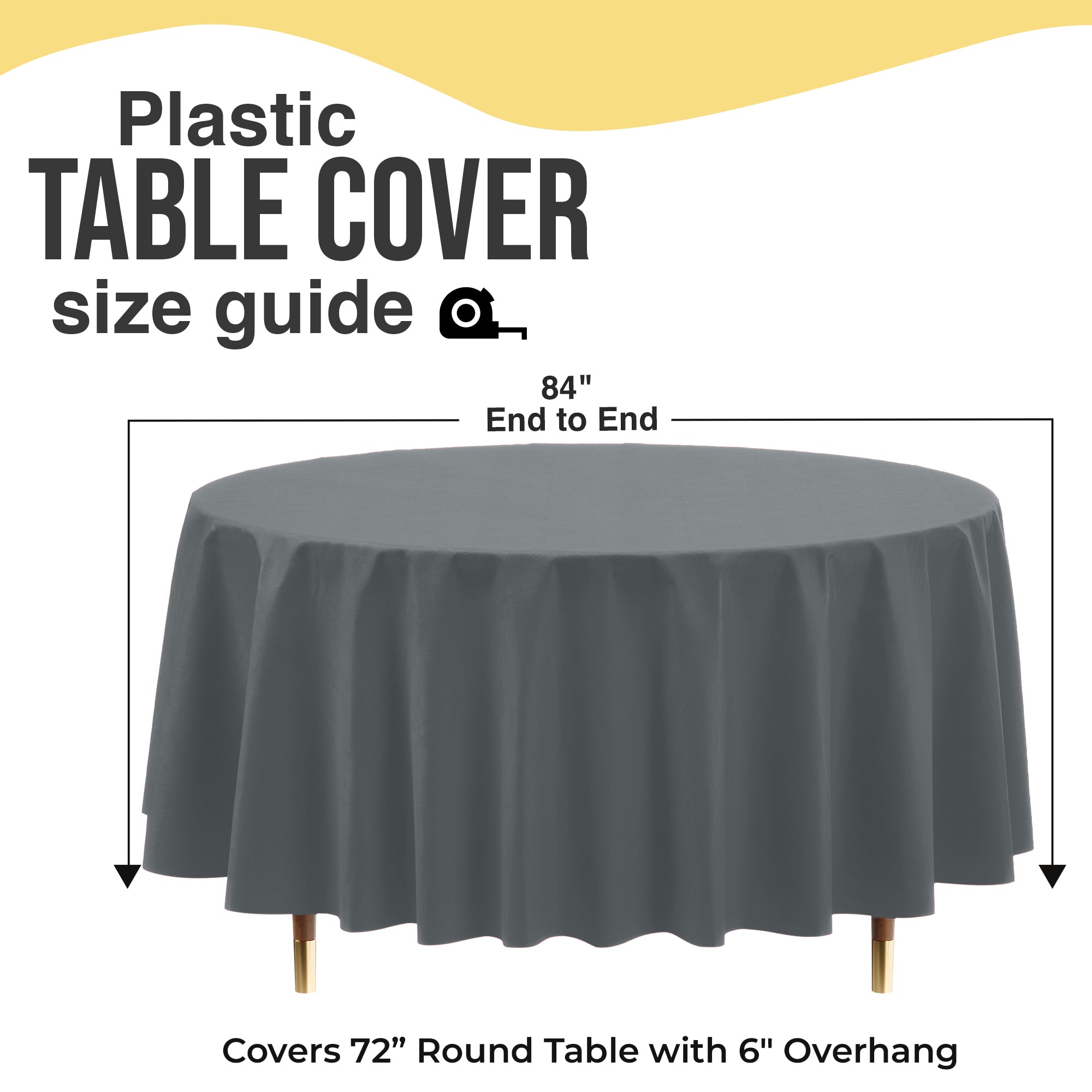 Premium Round Silver Plastic Table Cover | 84 in. | Case of 96