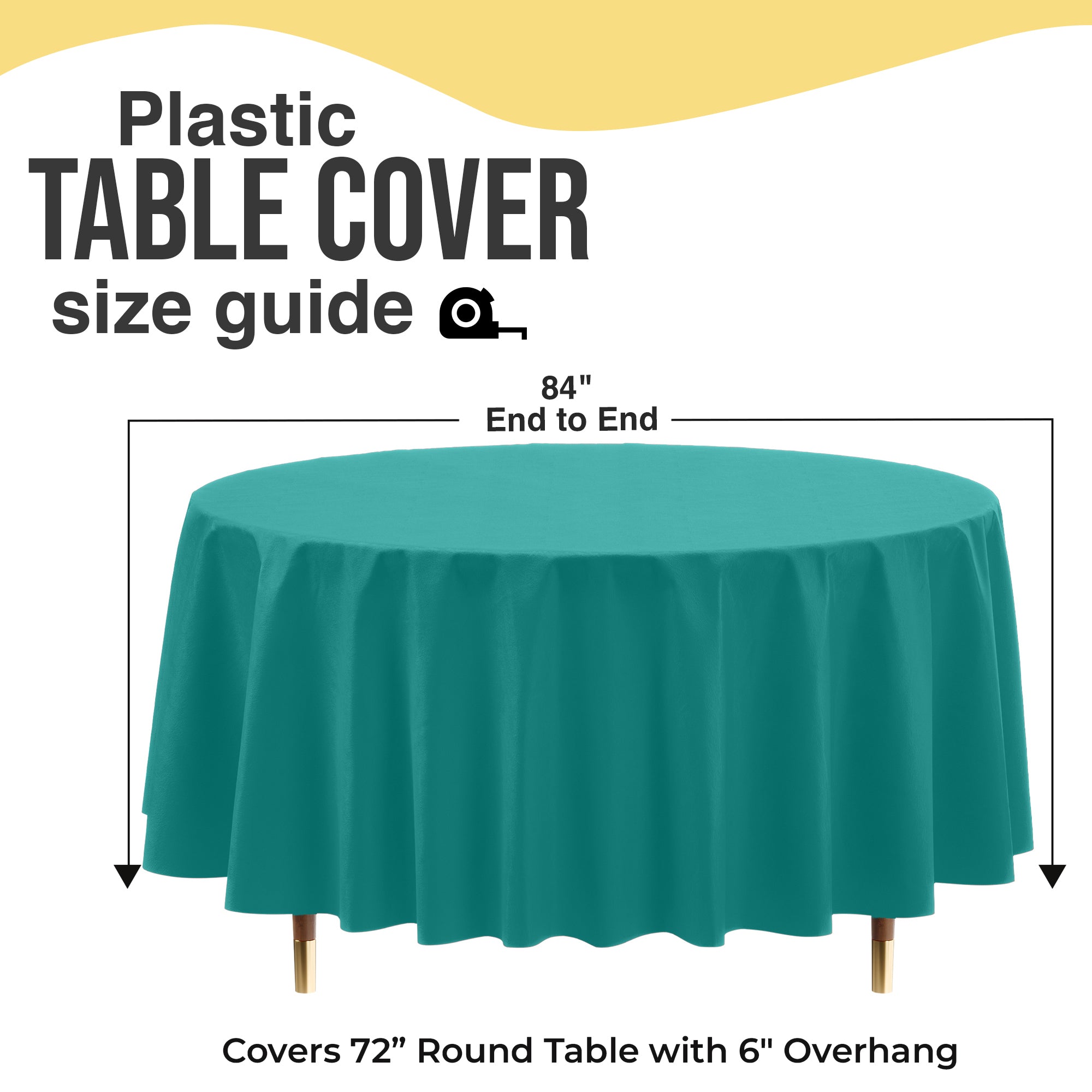 Premium Round Teal Plastic Table Covers | 12 Pack | 84 in.