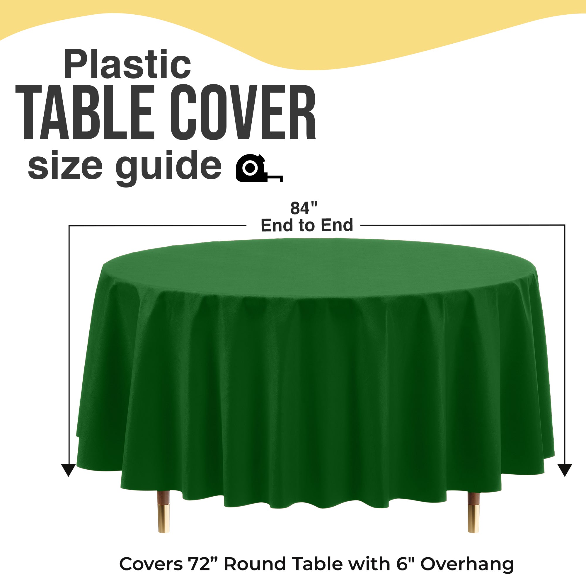 Premium Round Emerald Green Plastic Table Covers | 6 Pack | 84 in.
