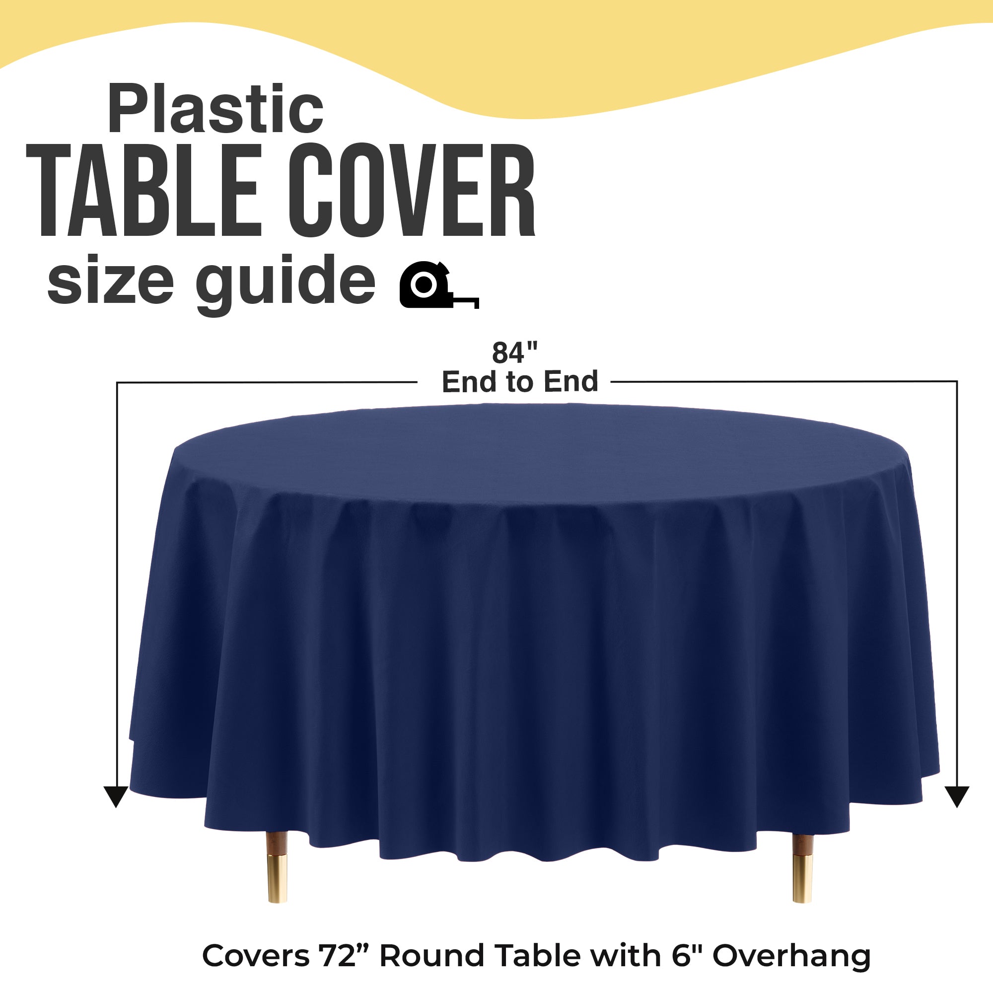 Premium Round Navy Blue Plastic Table Cover | 84 in. | Case of 96