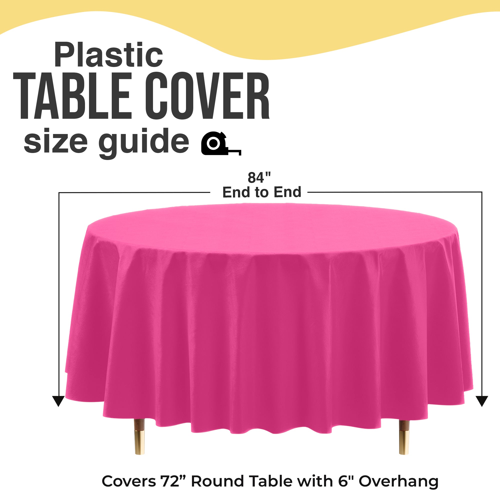 Premium Round Cerise Plastic Table Covers | 6 Pack | 84 in.