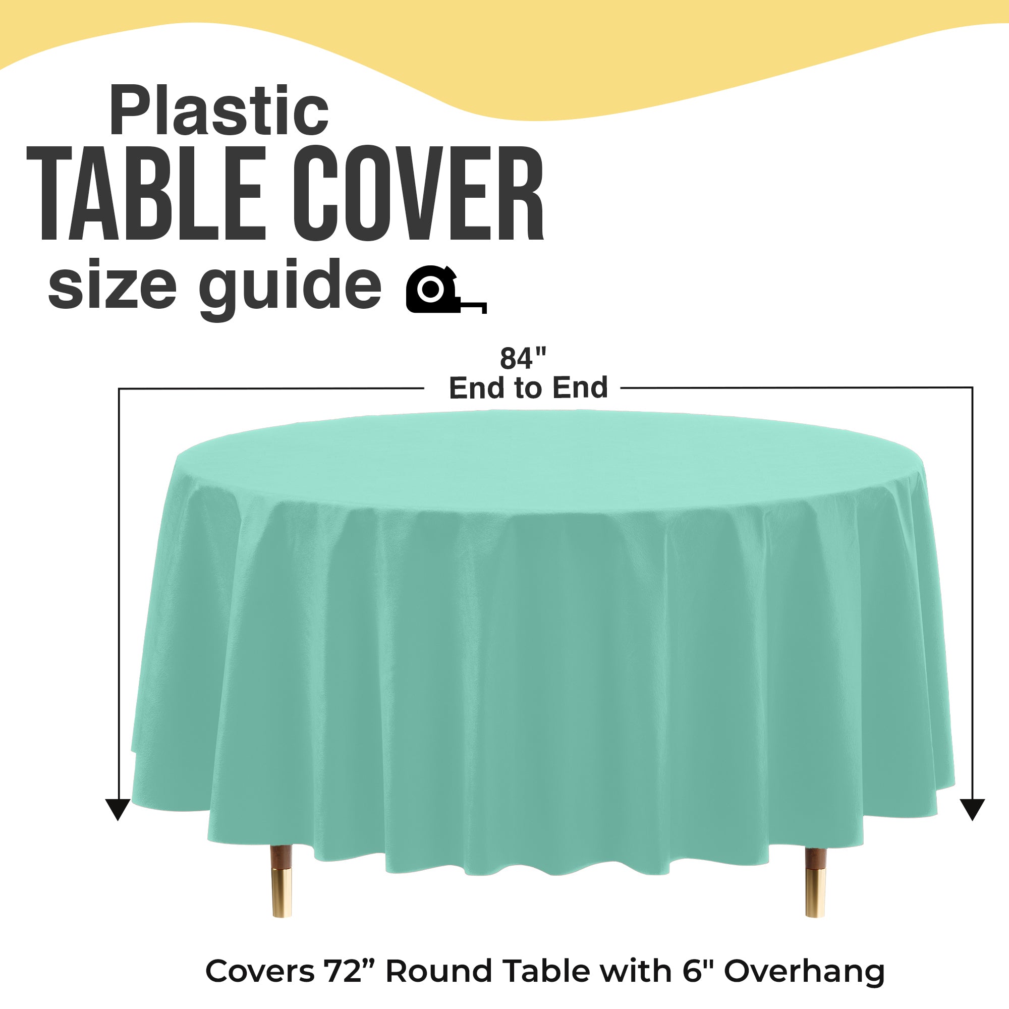 Premium Round Mint Plastic Table Covers | 12 Pack | 84 in.