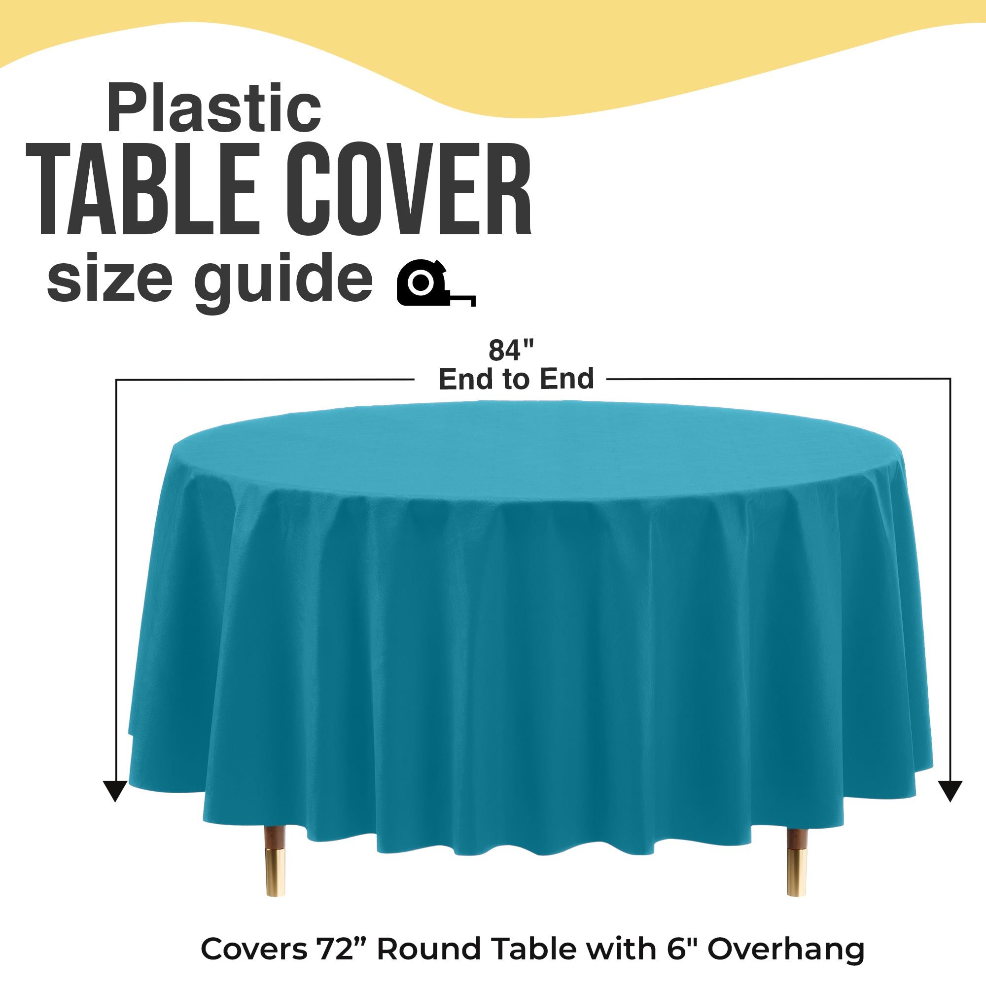 Premium Round Turquoise Plastic Table Cover | 84 in. | Case of 96