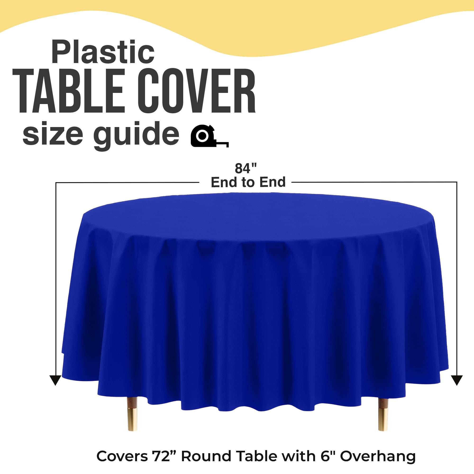 Premium Round Dark Blue Plastic Table Covers | 6 Pack | 84 in.