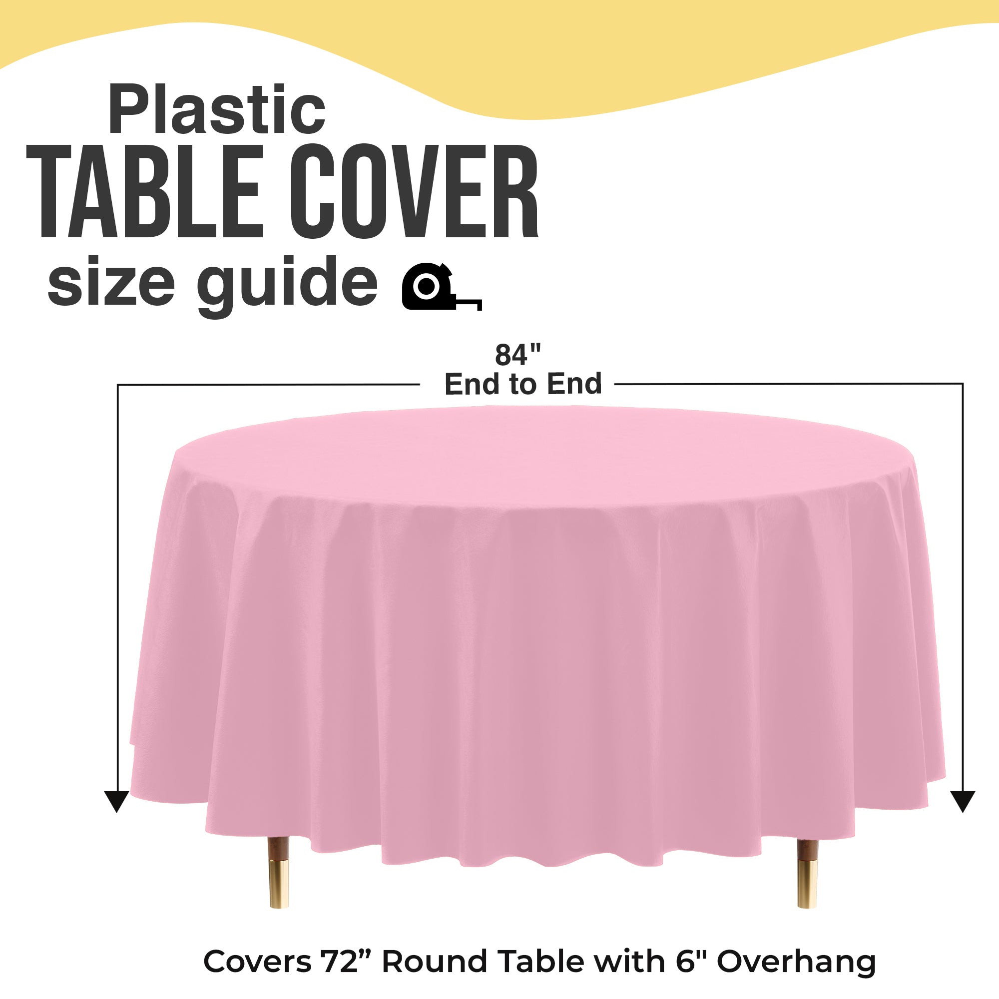 Premium Round Pink Plastic Table Cover | 84 in.