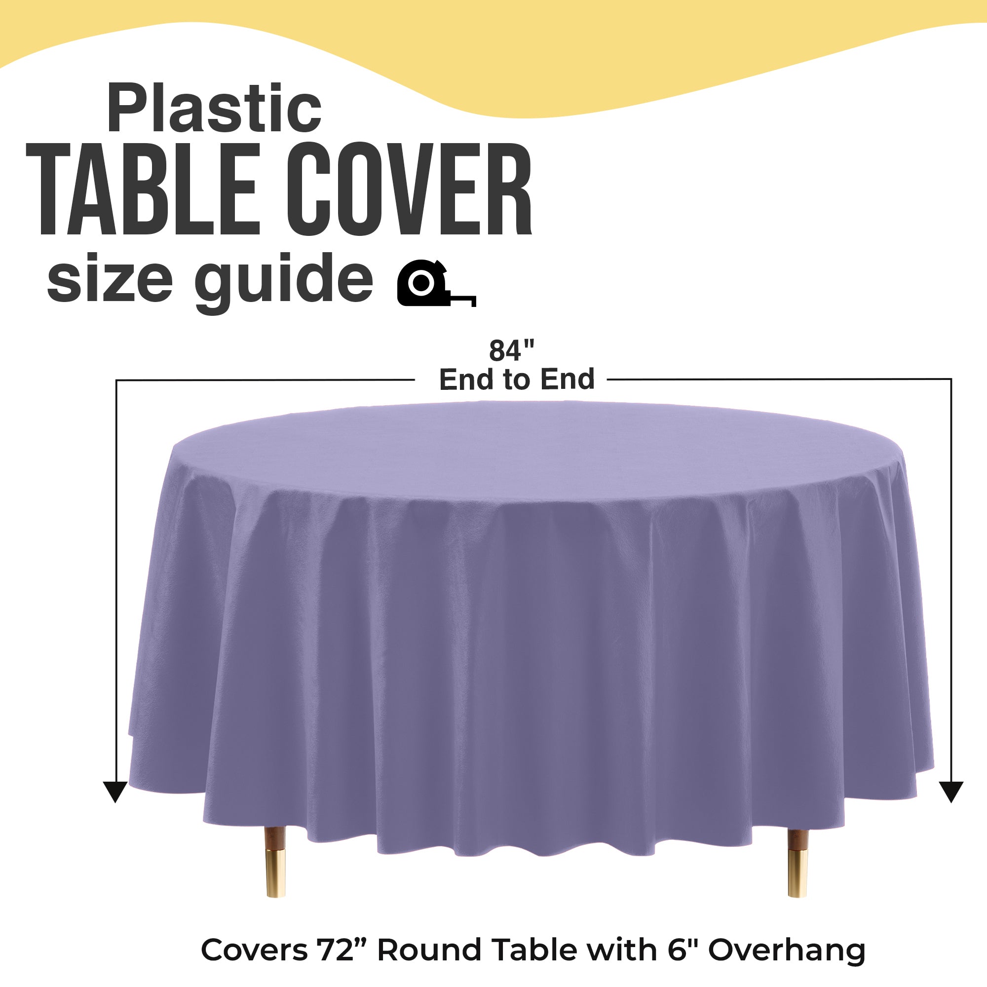 Premium Round Lavender Plastic Table Covers | 6 Pack | 84 in.