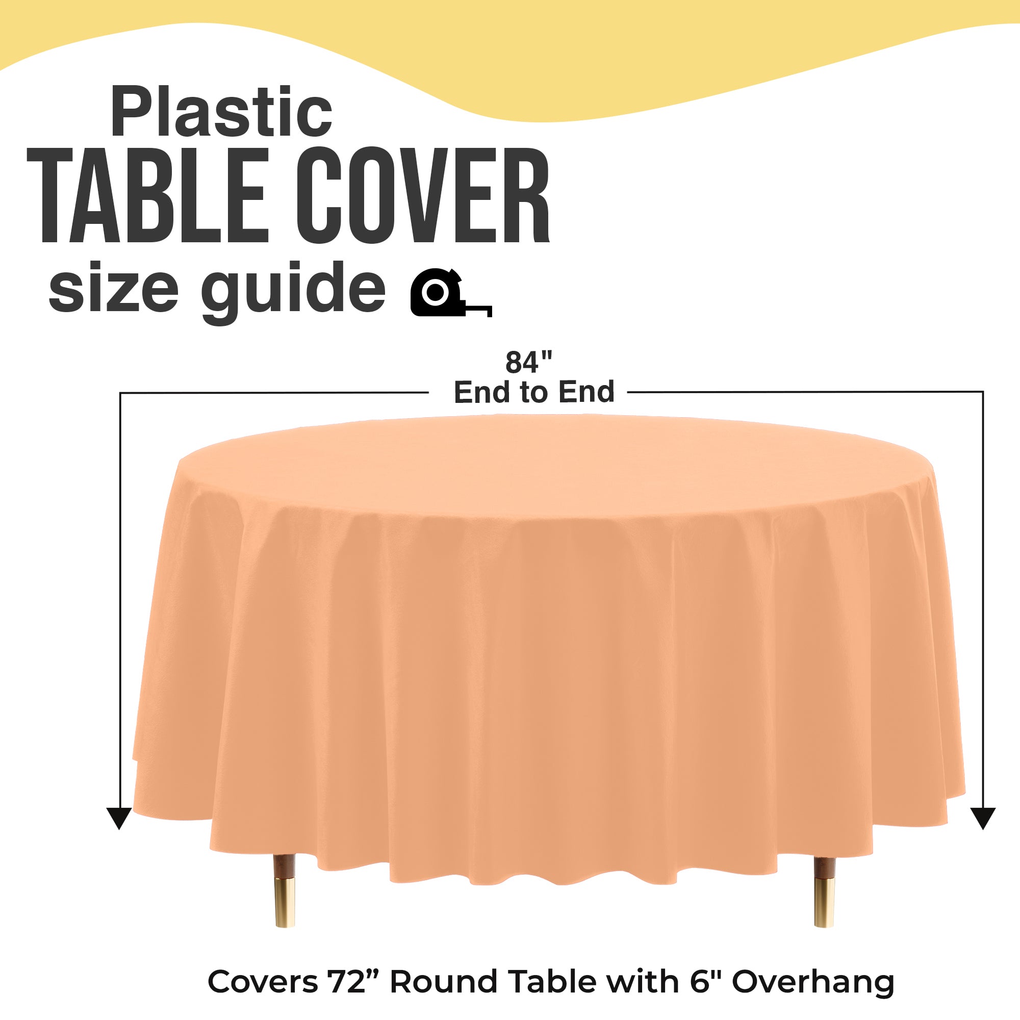 Premium Round Peach Plastic Table Cover | 84 in.