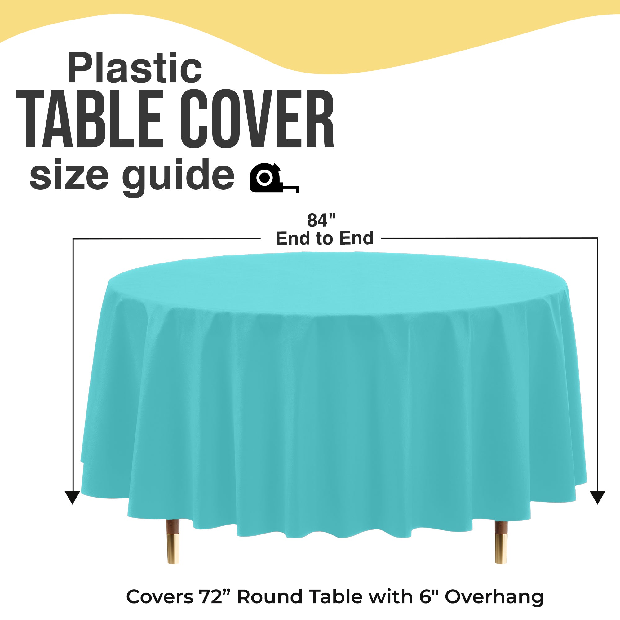 Premium Round Aqua Blue Plastic Table Covers | 6 Pack | 84 in.