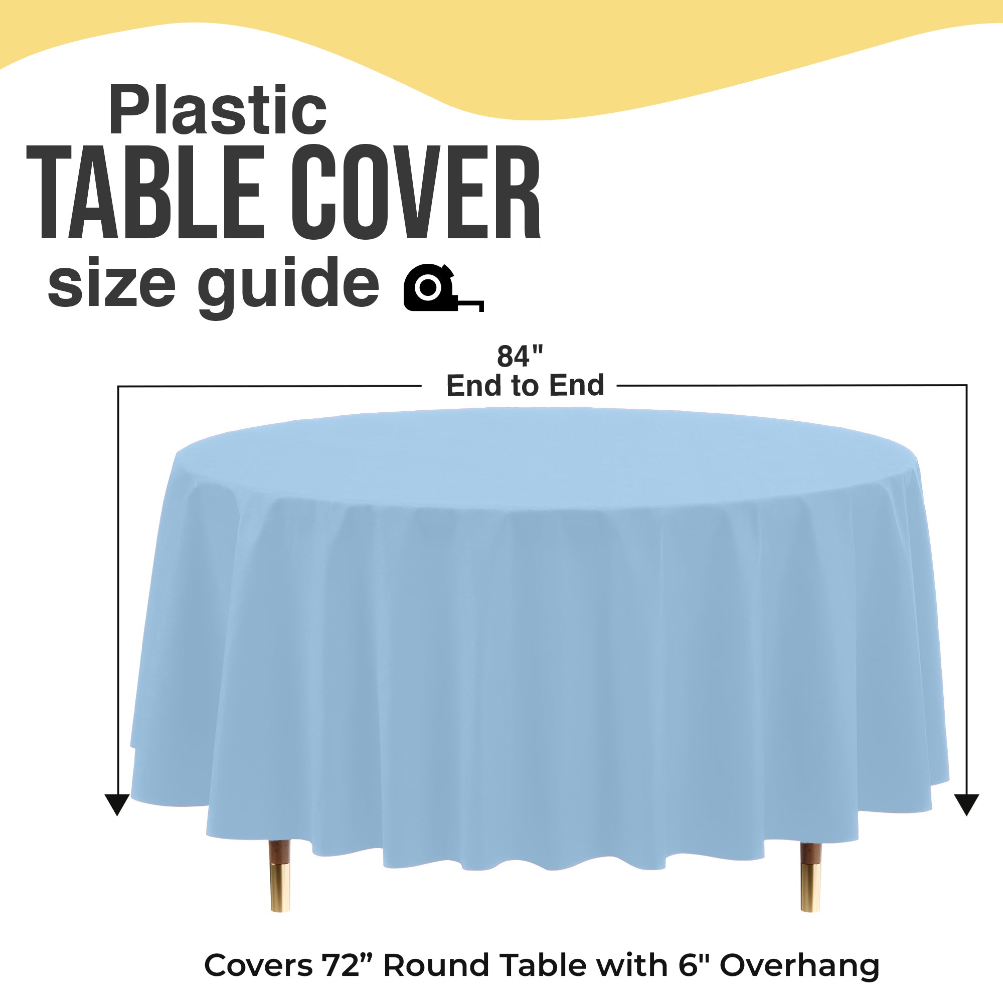 Premium Round Light Blue Plastic Table Covers | 6 Pack | 84 in.