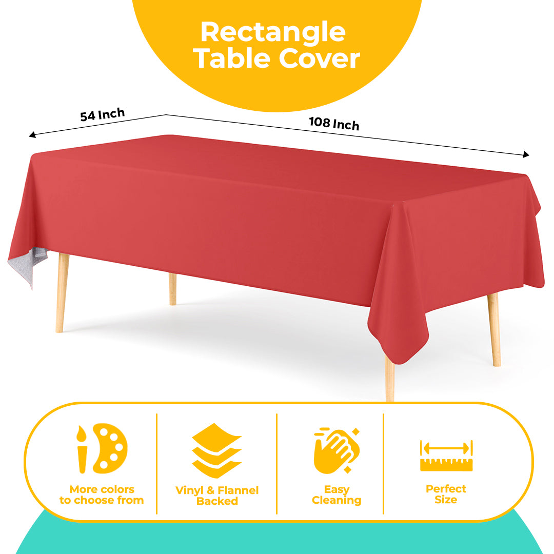 Red Gingham Flannel Backed Plastic Table Cover 54 in. x 70 in.