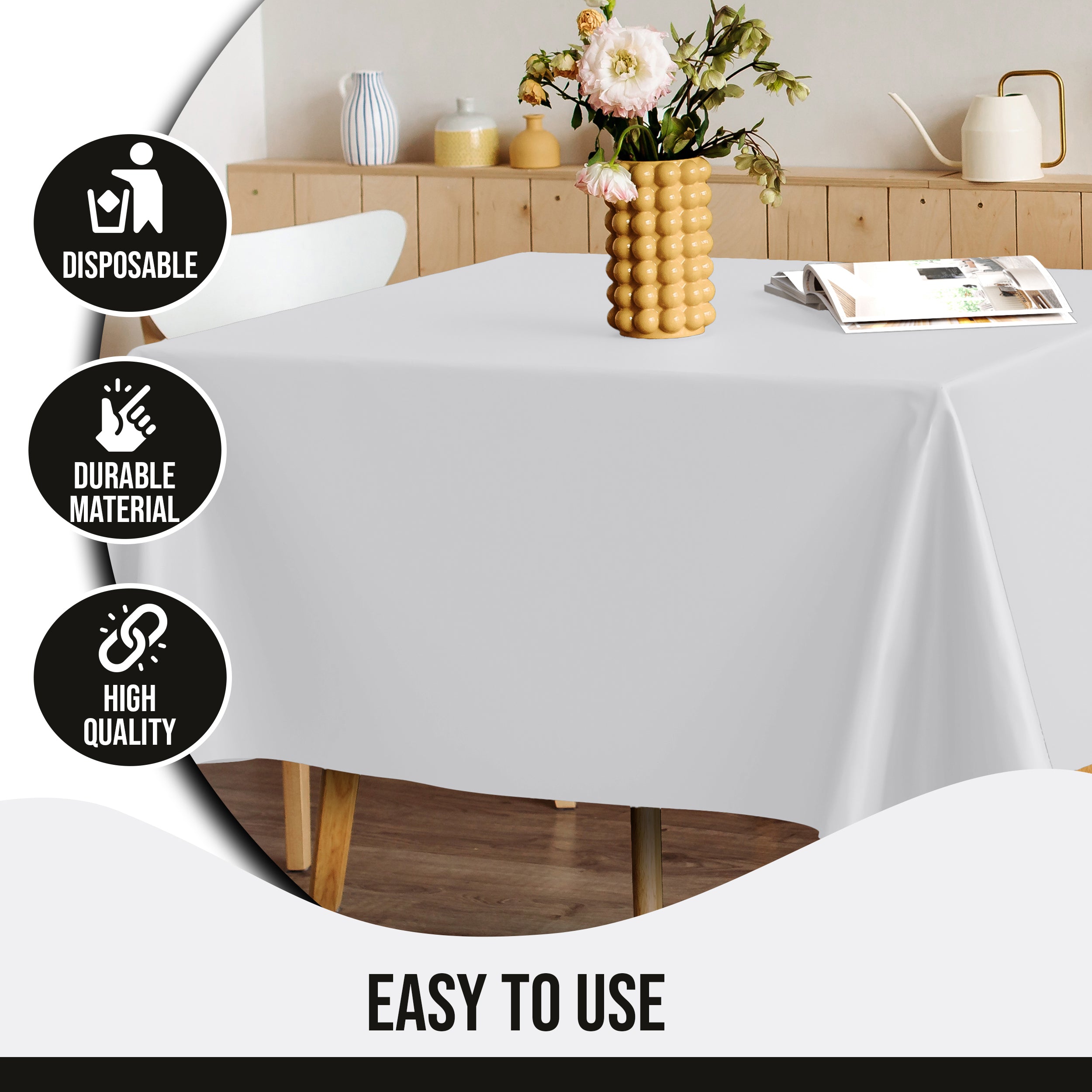 Premium Square White Table Cover 52" x 52" | 1 Pack