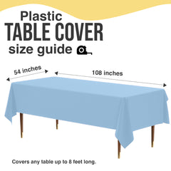 Premium Light Blue Plastic Table Cover | Case of 96 | 54 in. x 108 in.