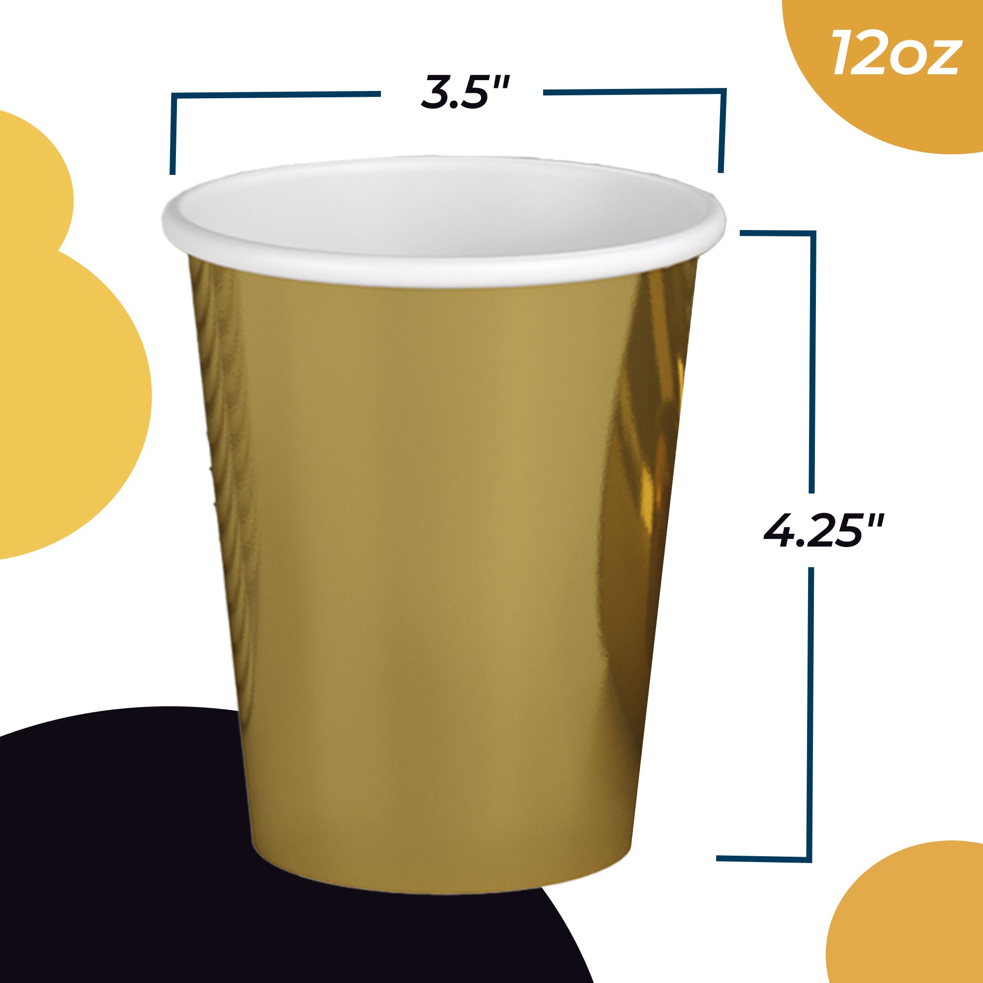 12 Oz. Gold Paper Cups | 20 Count