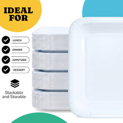 7 In. White Square Paper Plates - 50 Ct.