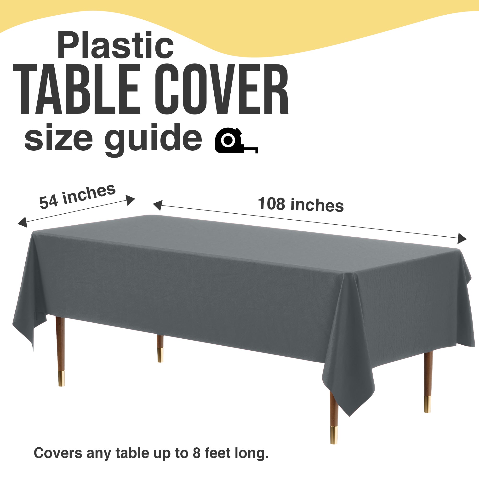 Premium Silver Plastic Table Cover | Case of 96 | 54 in. x 108 in.