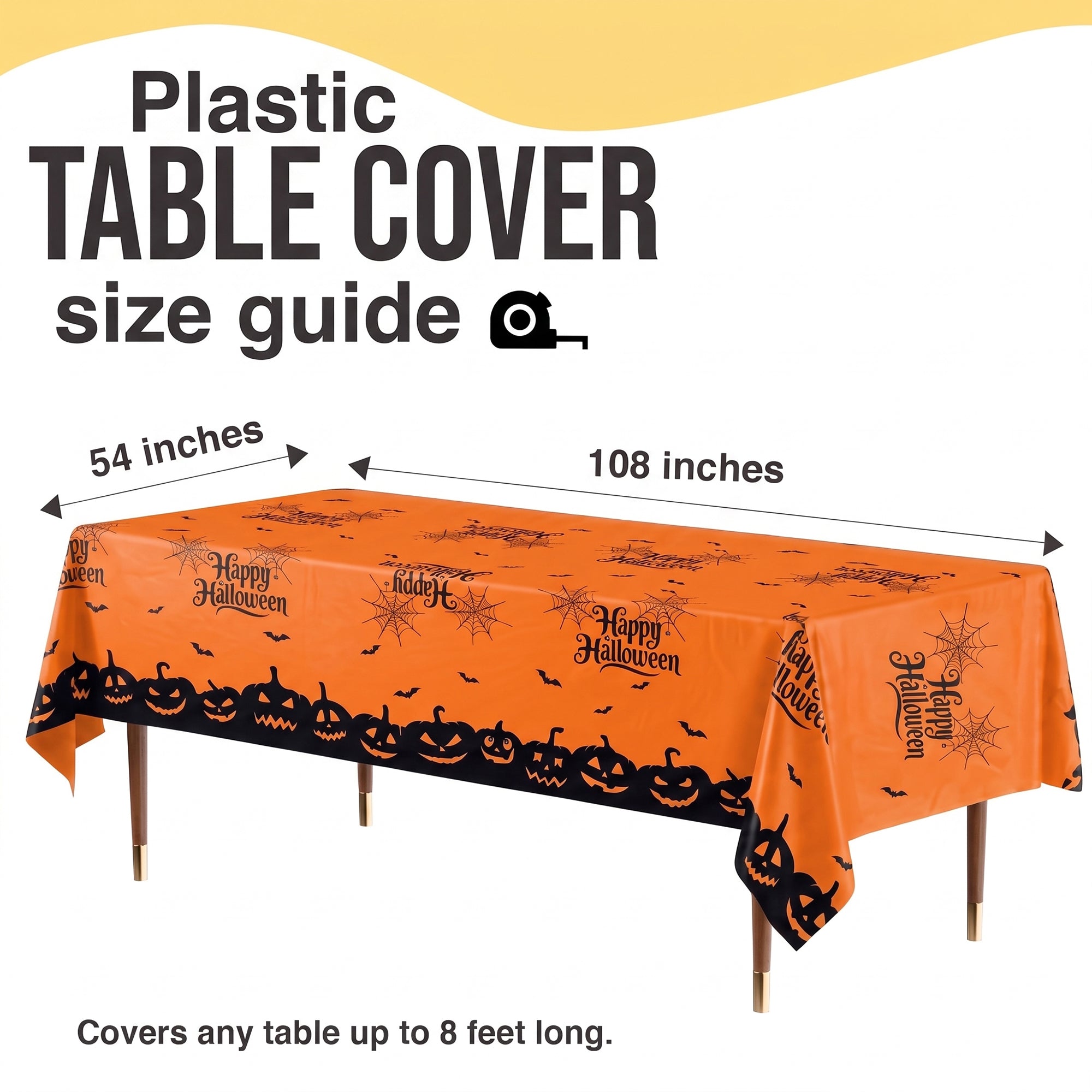 Happy Halloween Orange Plastic Table Cover | 54 in. x 108 in. | Case of 96