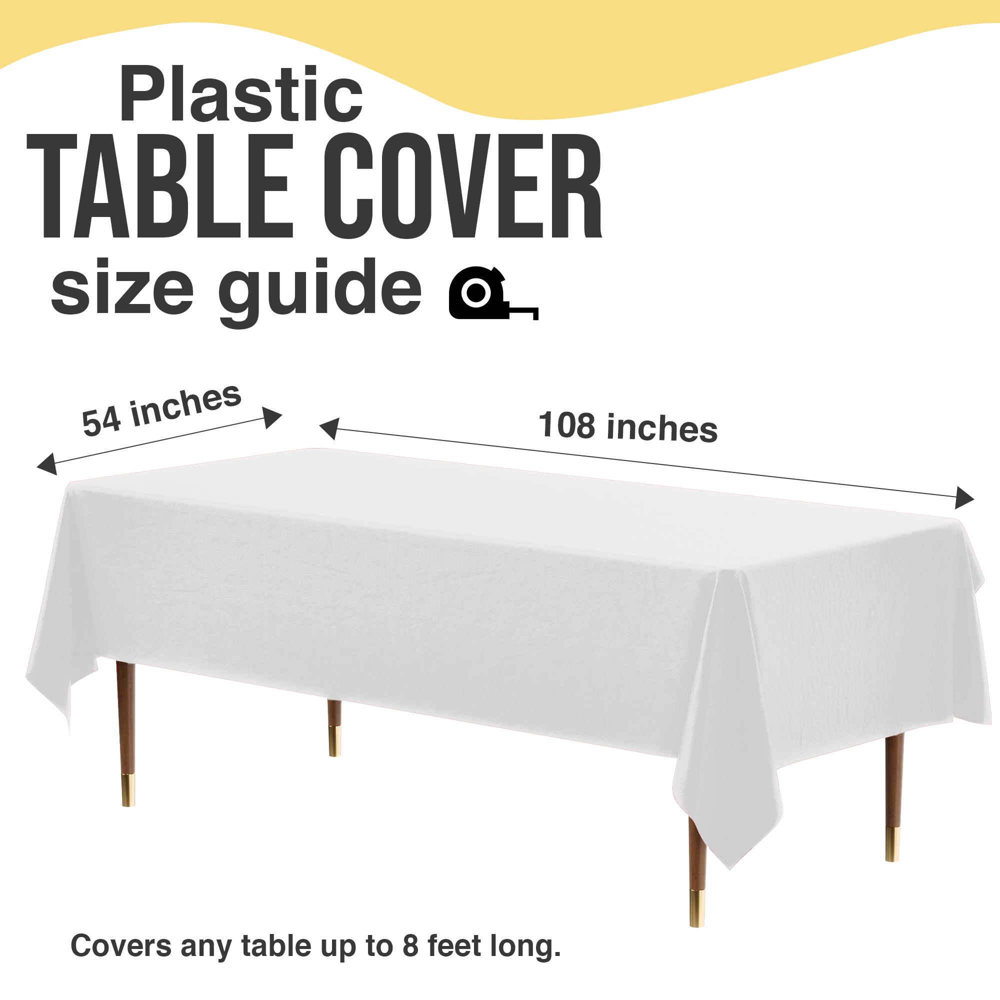 Premium White Plastic Table Cover | Case of 96 | 54 in. x 108 in.