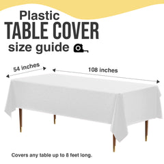 Premium White Plastic Table Cover | Case of 96 | 54 in. x 108 in.