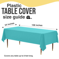 Premium Aqua Blue Plastic Table Cover | Case of 96 | 54 in. x 108 in.