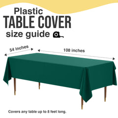 Premium Dark Green Plastic Table Cover | Case of 96 | 54 in. x 108 in.