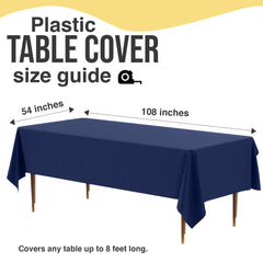 Premium Navy Blue Plastic Table Cover | 54 in. x 108 in.
