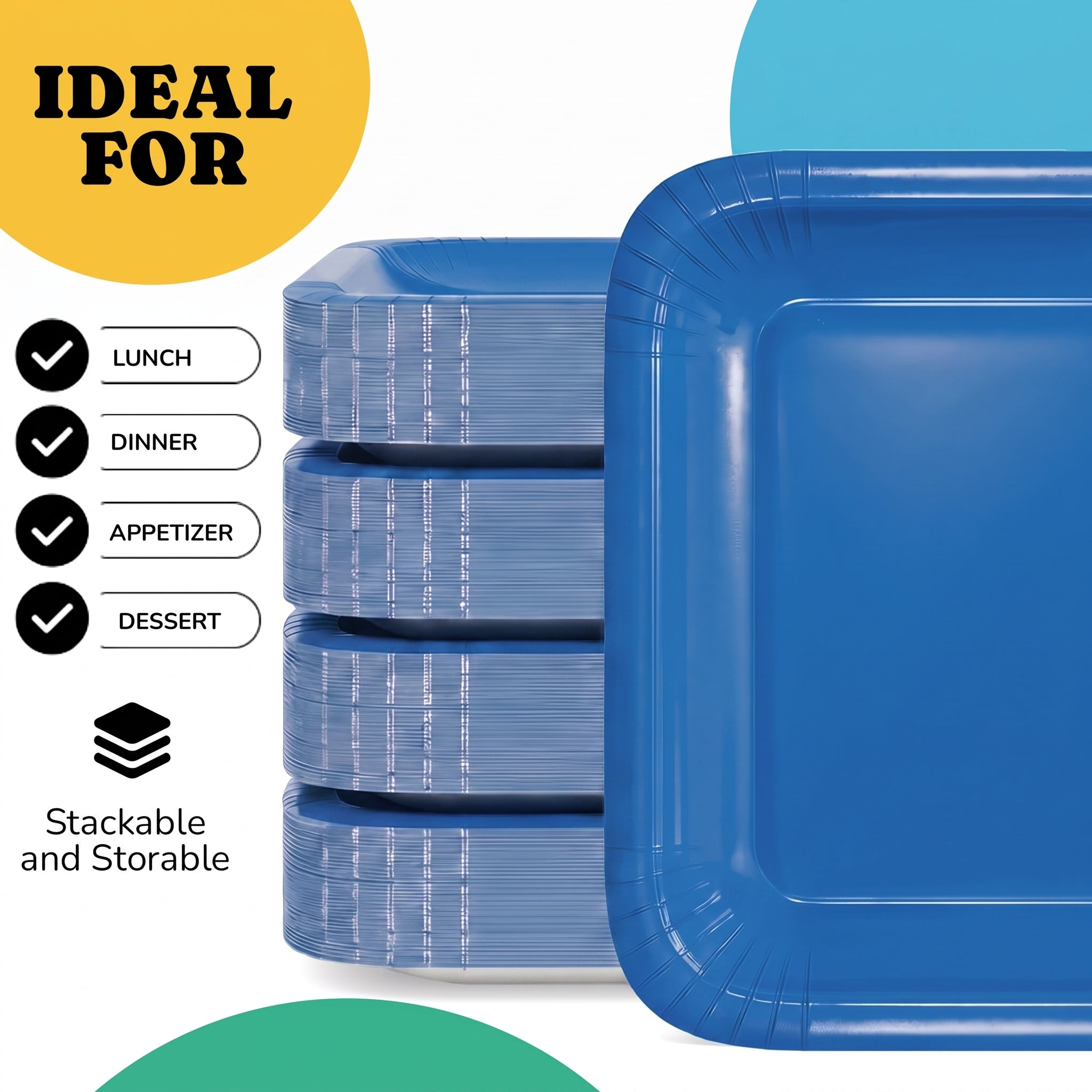 7 In. Dark Blue Square Paper Plates - 20 Ct.