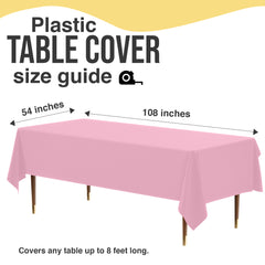 Premium Pink Plastic Table Covers | 6 Pack | 54 in. x 108 in.