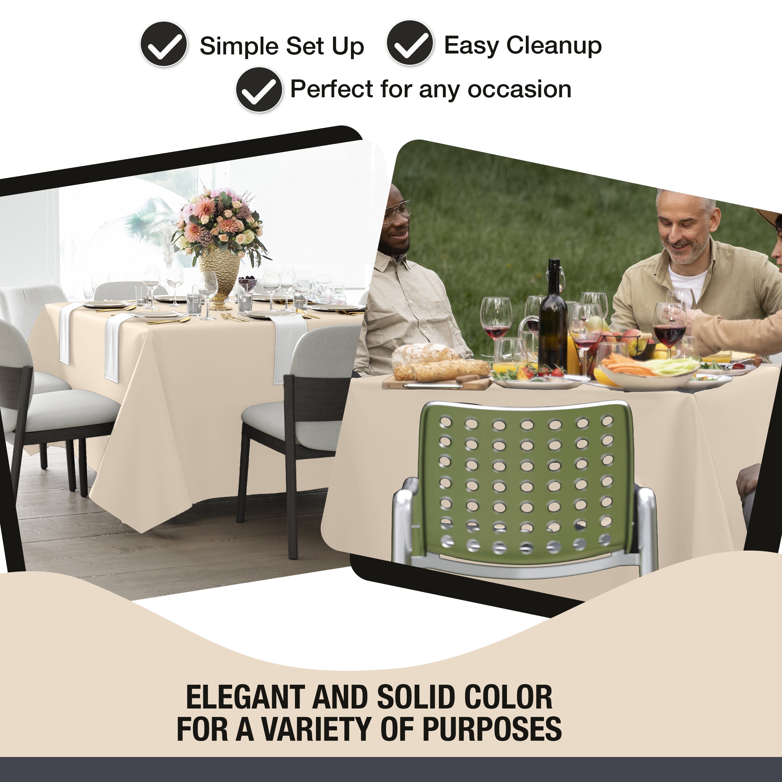 Premium Square Ivory Table Cover 85" x 85" | 1 Pack