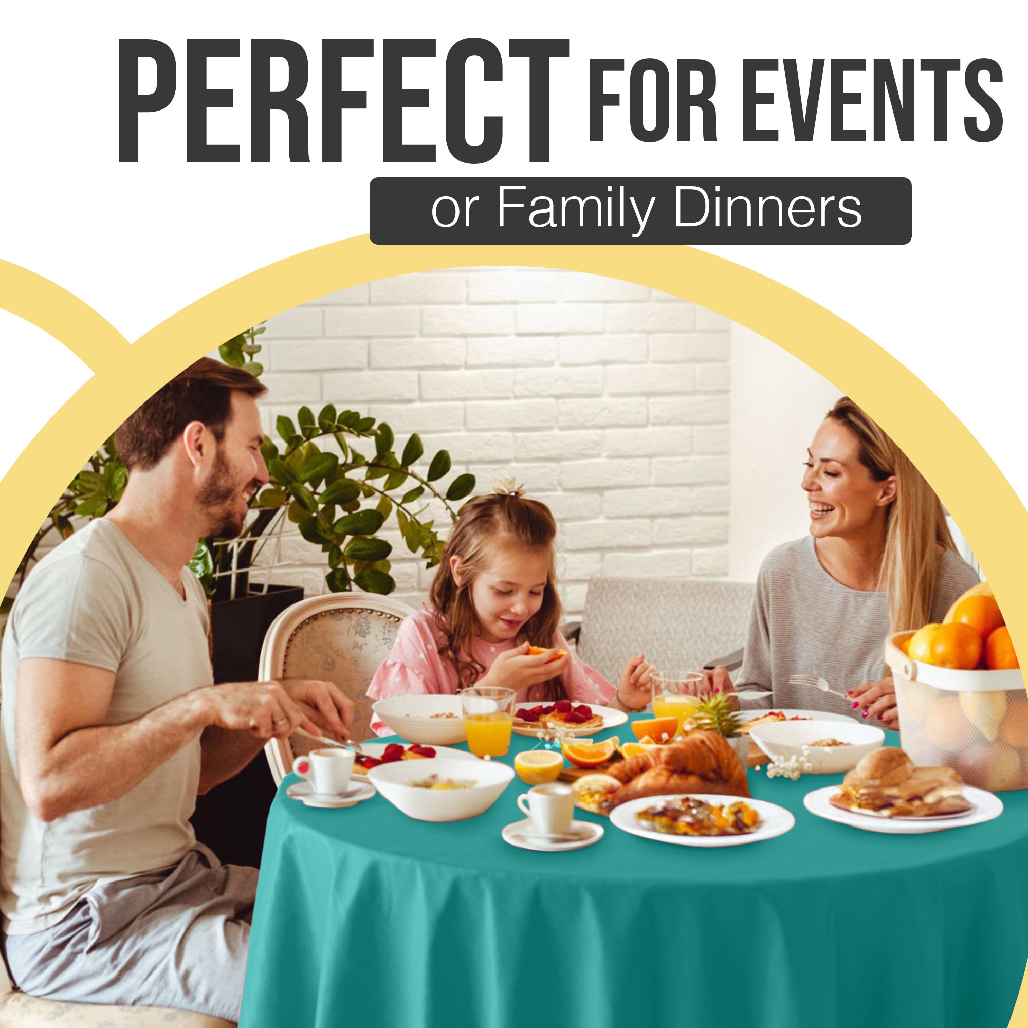 Premium Round Teal Plastic Table Cover | 84 in. | Case of 96