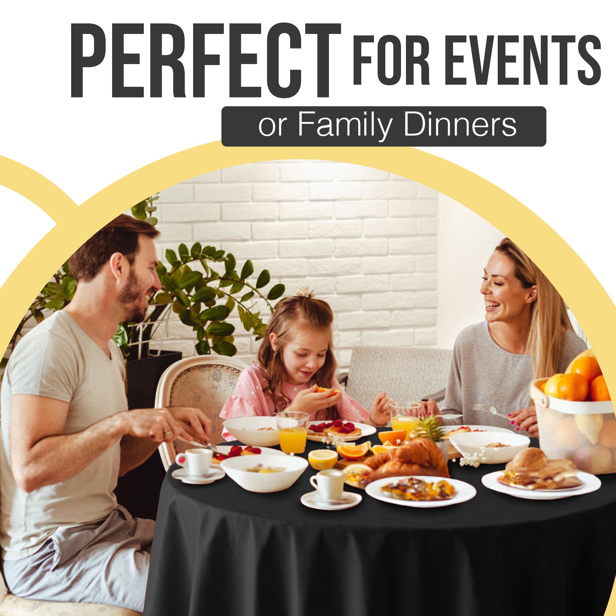 Premium Round Black Plastic Table Covers | 12 Pack | 84 in.