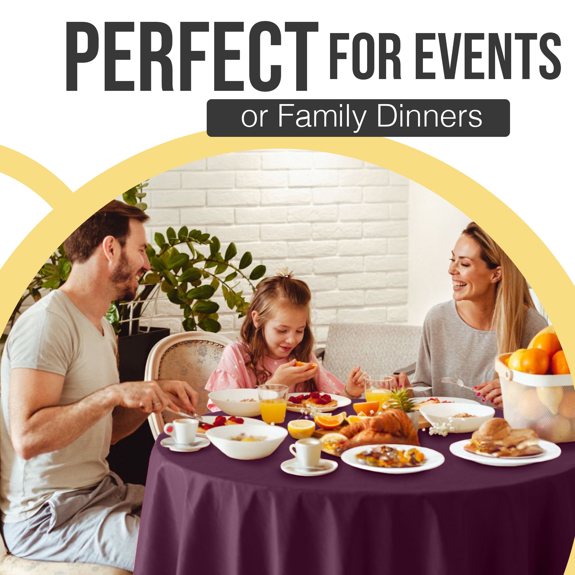 Premium Round Plum Plastic Table Cover | 84 in.