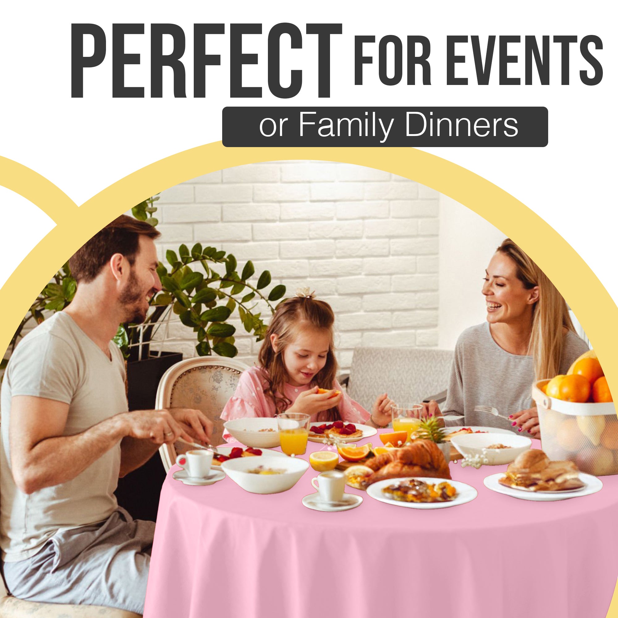 Premium Round Pink Plastic Table Cover | 84 in. | Case of 96
