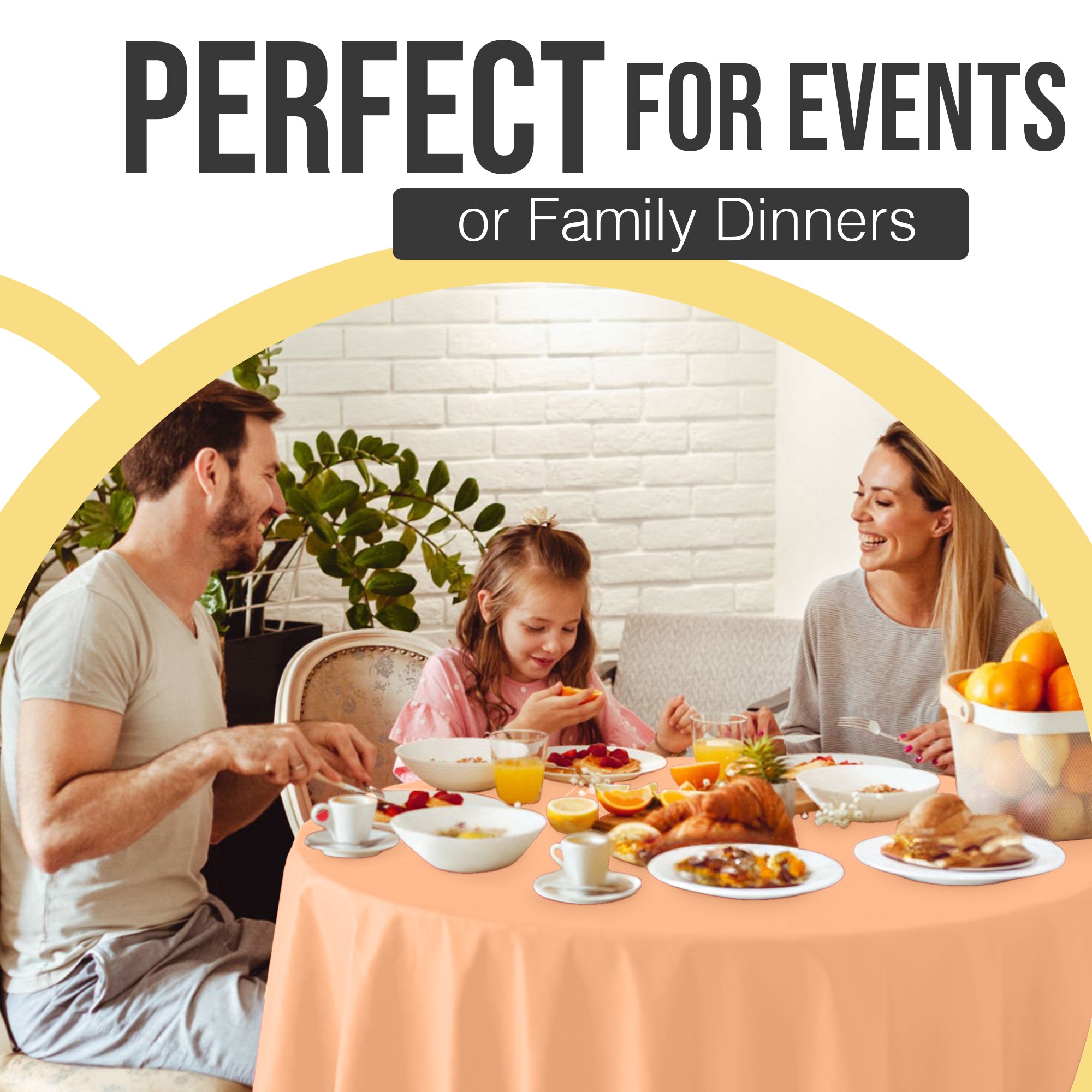 Premium Round Peach Plastic Table Cover | 84 in.