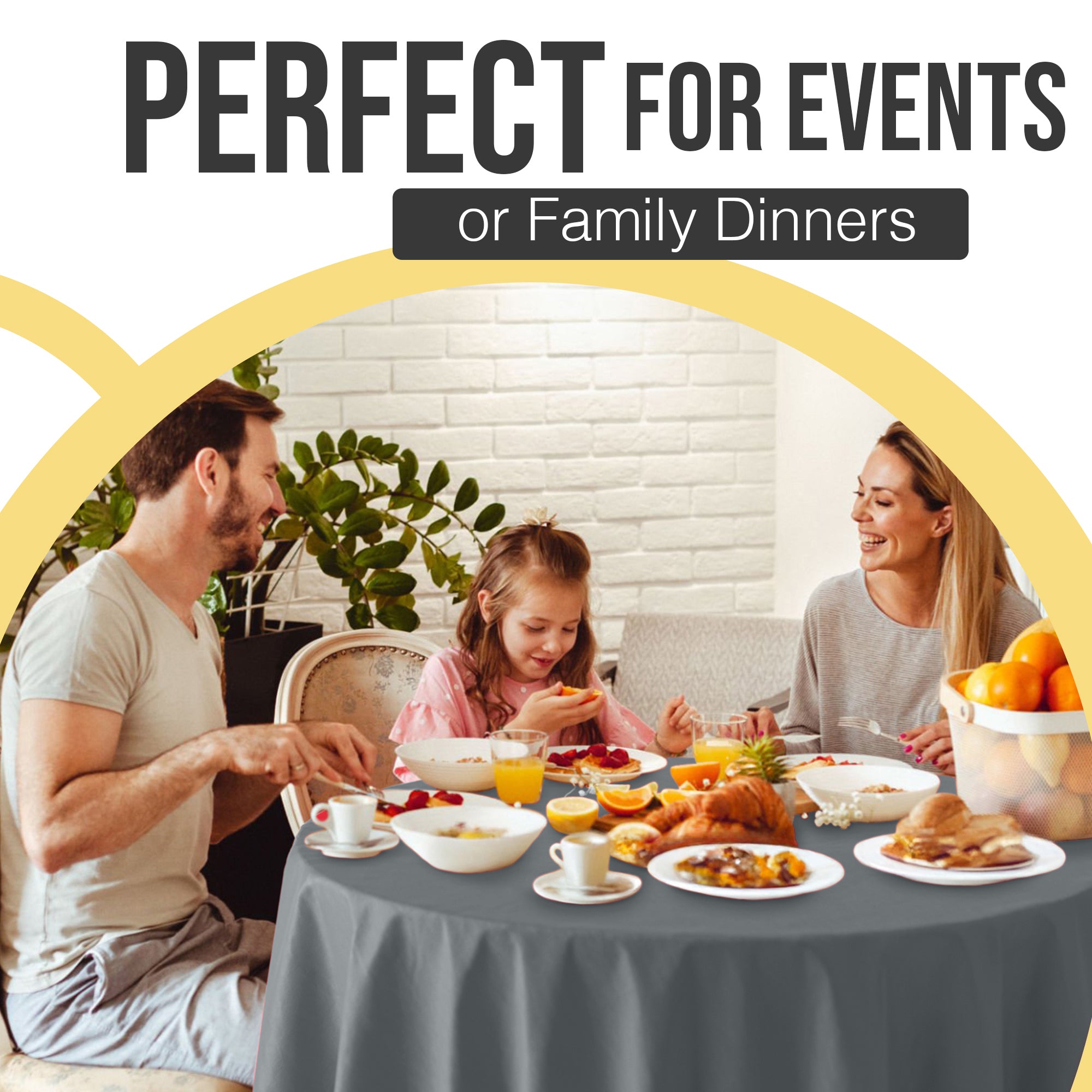 Premium Round Silver Plastic Table Covers | 6 Pack | 84 in.