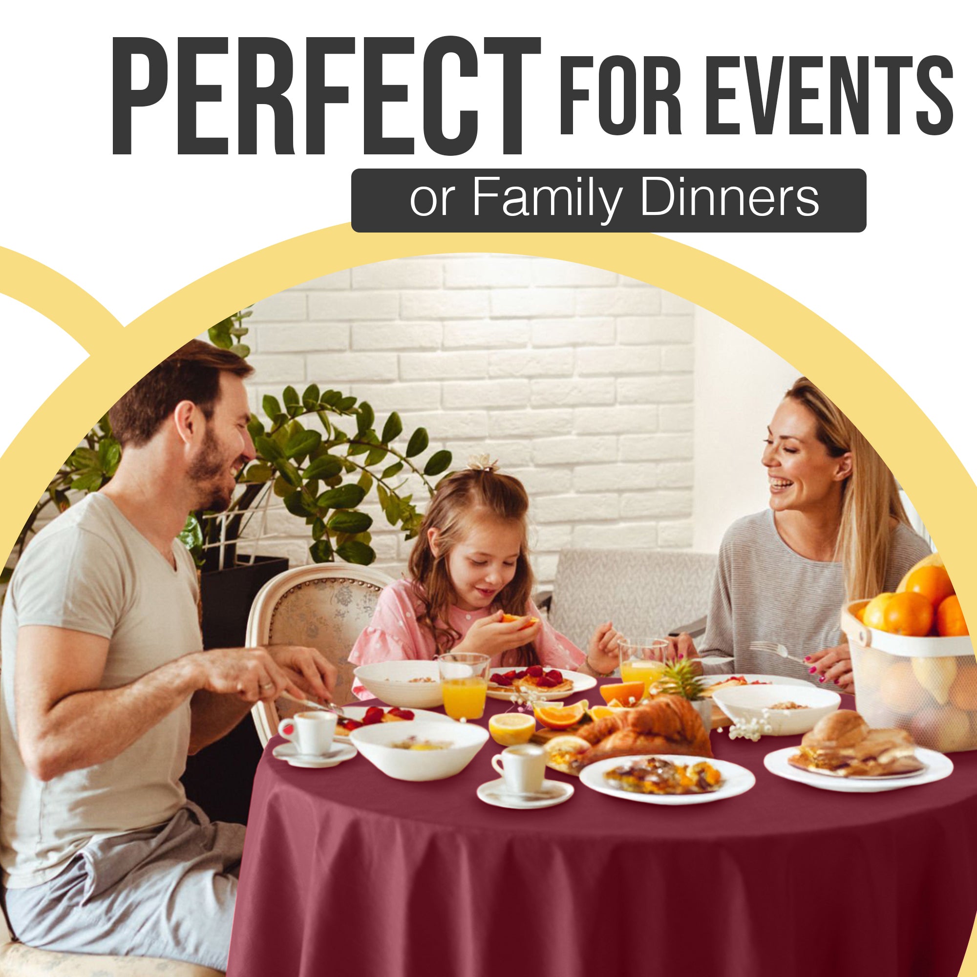 Premium Round Burgundy Plastic Table Cover | 84 in.