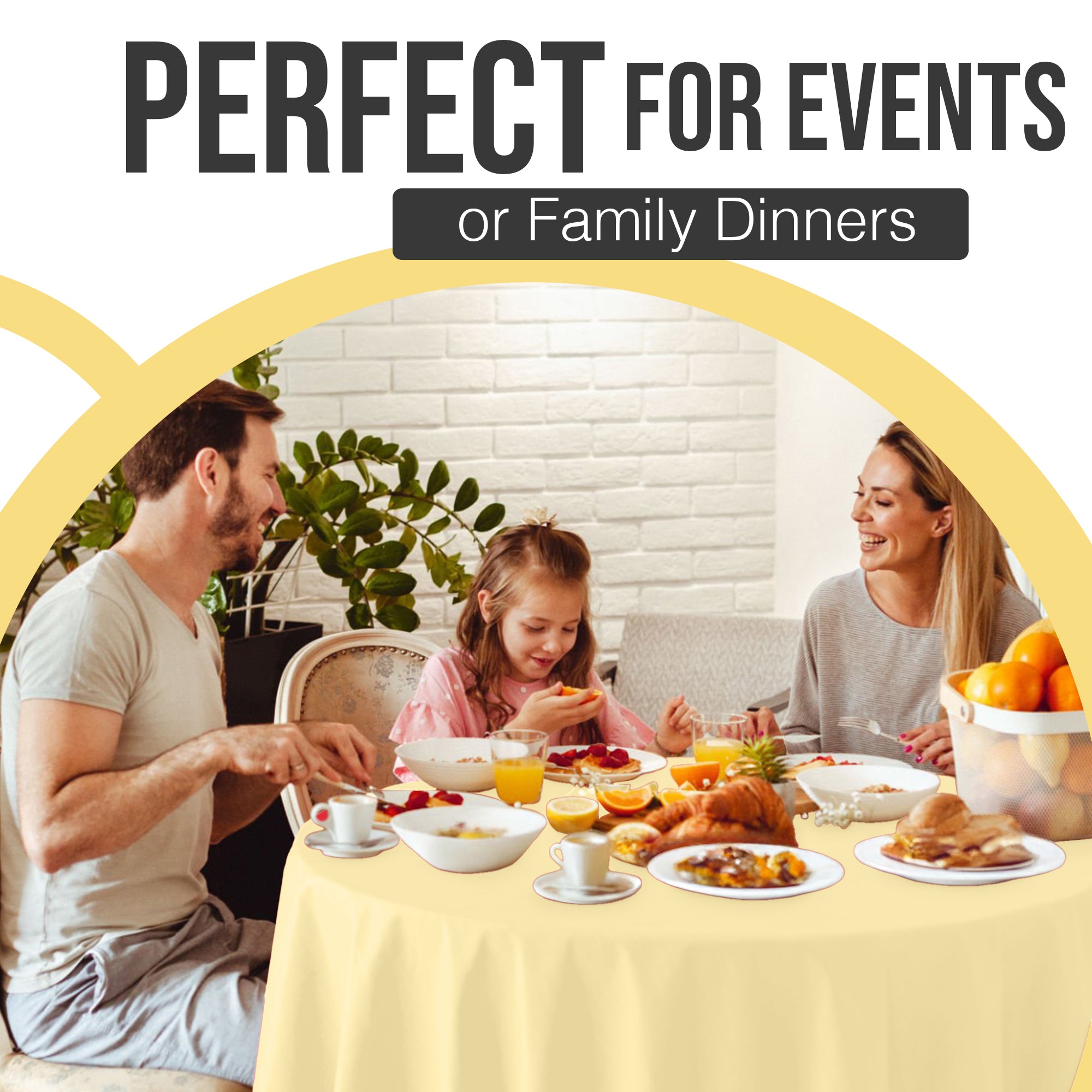 Premium Round Light Yellow Plastic Table Covers | 12 Pack | 84 in.