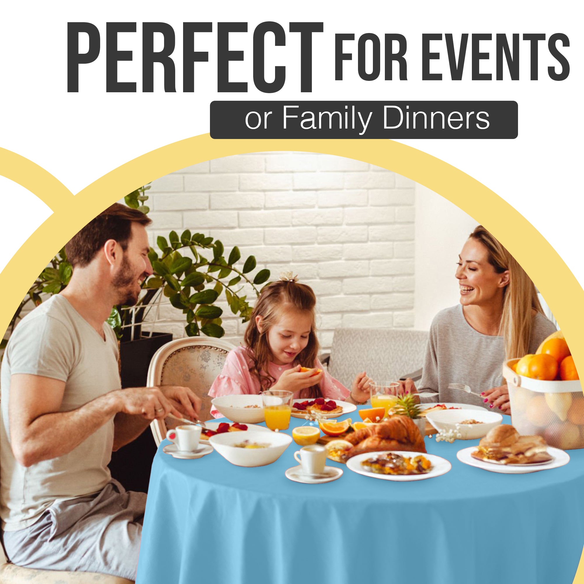 Premium Round Sky Blue Plastic Table Covers | 6 Pack | 84 in.